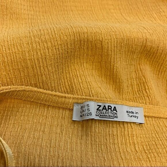 ZARA mustard knotted textured weave top Sz S - Picture 8 of 8